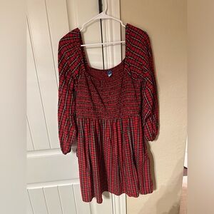 Red And Green Off The Shoulder Dress